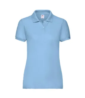 Womens/ladies lady fit 65/35 polo shirt sky blue Fruit of the Loom